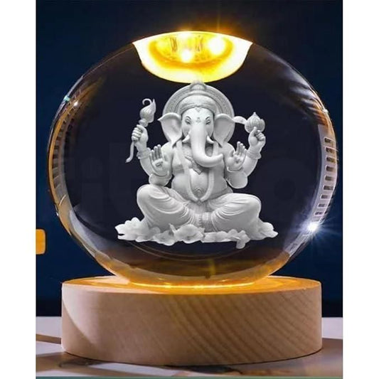 Ganesh Crystal LED Lamp – Spiritual Decorative Night Light