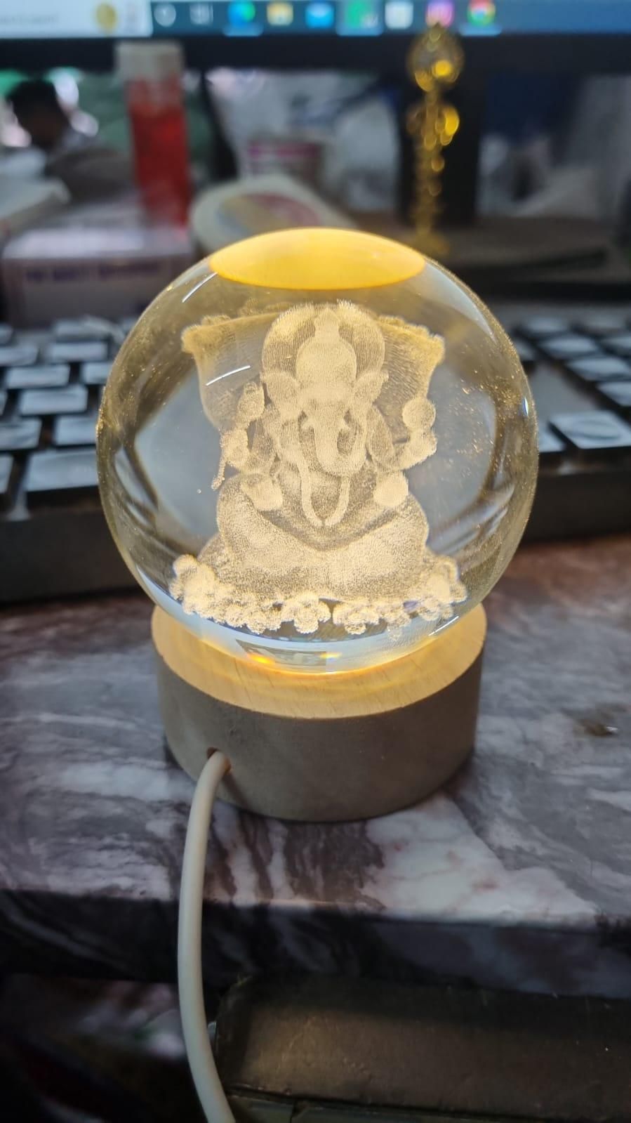 Ganesh Crystal LED Lamp – Spiritual Decorative Night Light