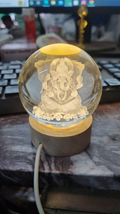 Ganesh Crystal LED Lamp – Spiritual Decorative Night Light