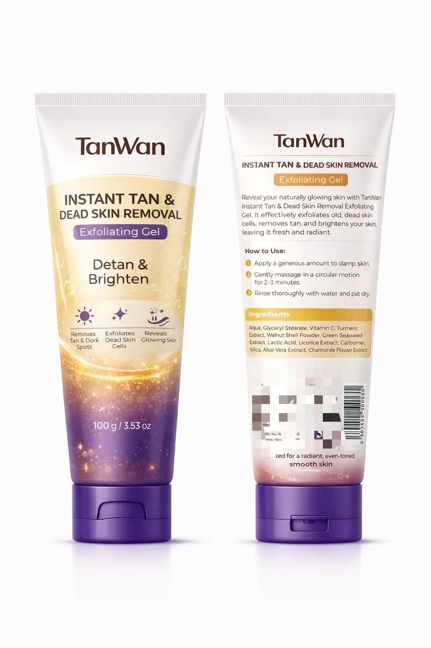 Instant Tan Removal Exfoliating Gel – Dead Skin Remover with Lactic Acid & Niacinamide (Pack of 2)