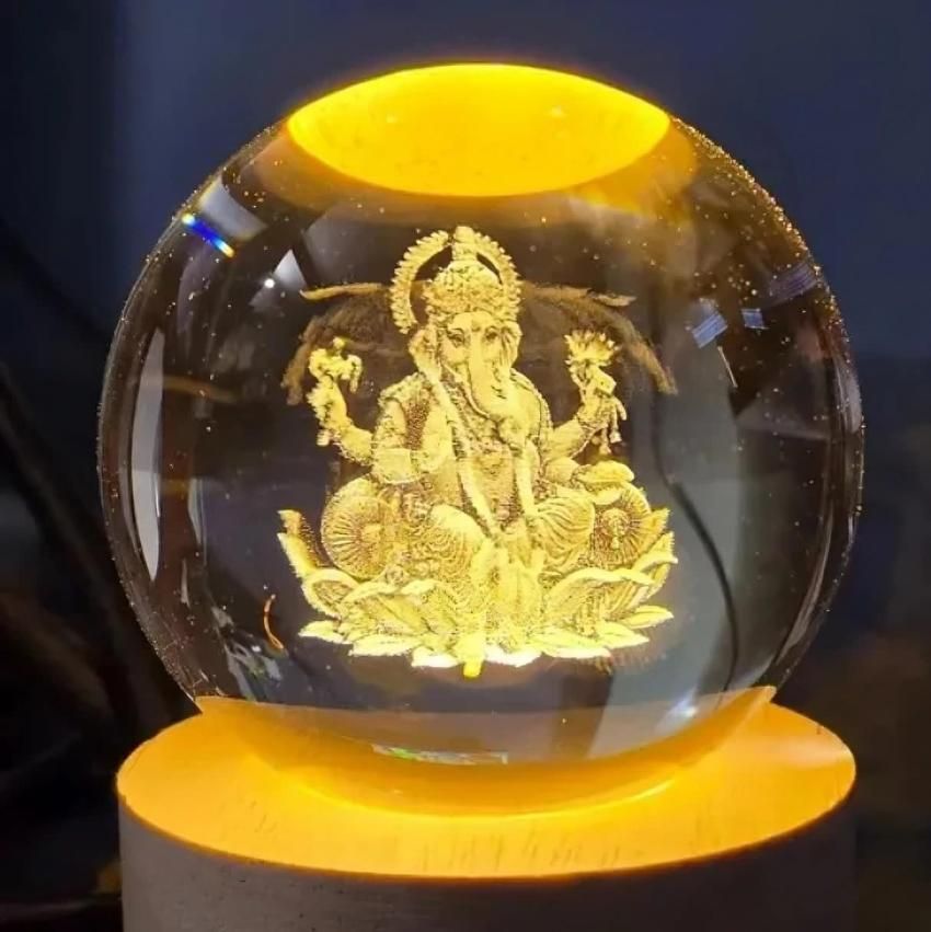 Ganesh Crystal LED Lamp – Spiritual Decorative Night Light