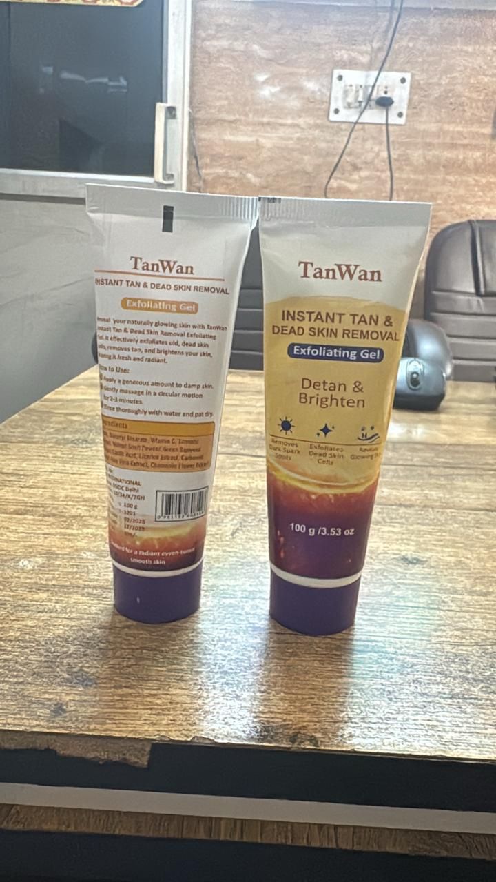Instant Tan Removal Exfoliating Gel – Dead Skin Remover with Lactic Acid & Niacinamide (Pack of 2)