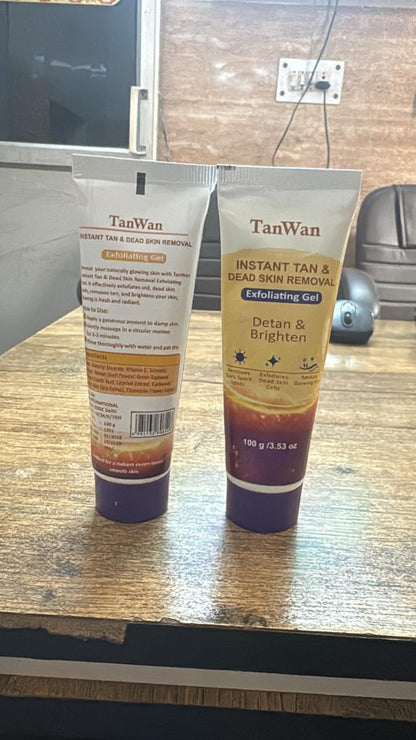 Instant Tan Removal Exfoliating Gel – Dead Skin Remover with Lactic Acid & Niacinamide (Pack of 2)