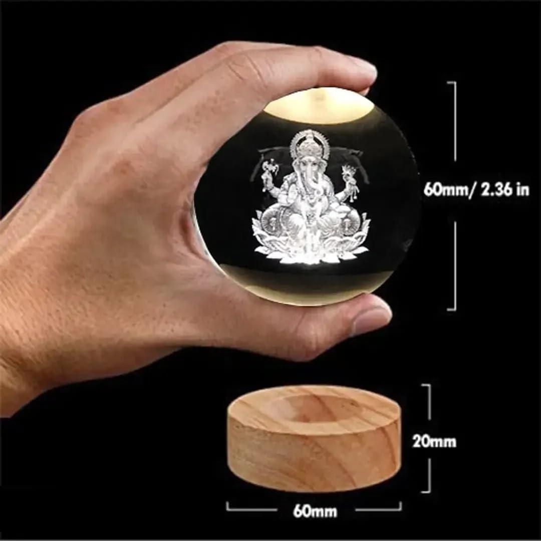 Ganesh Crystal LED Lamp – Spiritual Decorative Night Light