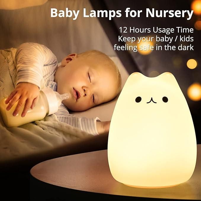 Little Cat Silicone Night Light – Cute LED Lamp for Kids Bedroom