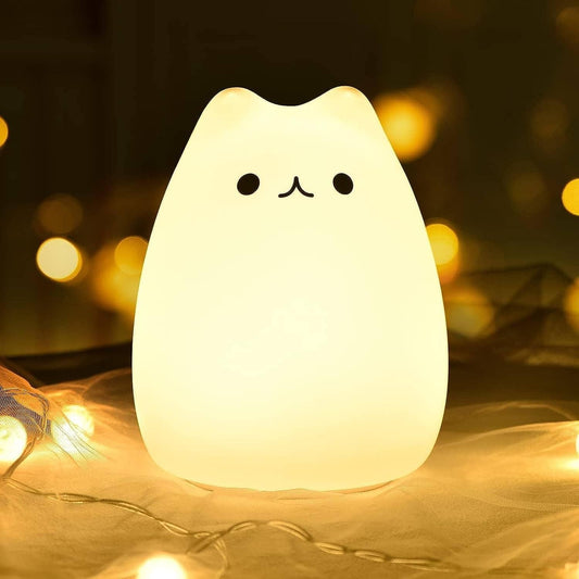 Little Cat Silicone Night Light – Cute LED Lamp for Kids Bedroom